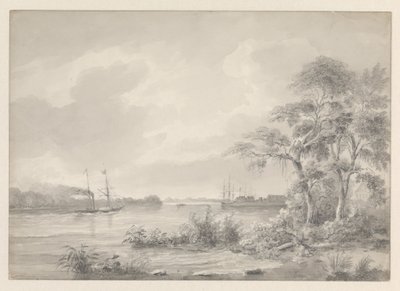 Fort Zeelandia sett när man seglade uppför Surinamfloden av Hendrik Huygens