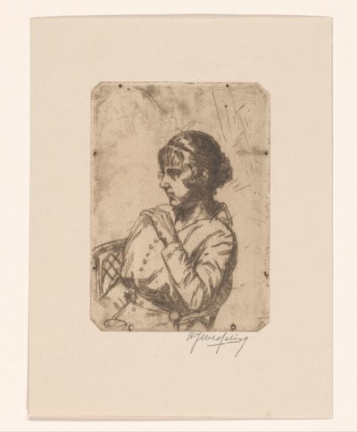 Kvinna i en stol av Hendrik Jan Wesseling (signed by artist)