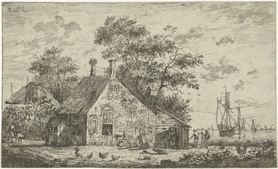 Gård vid en flod av Hendrik Kobell