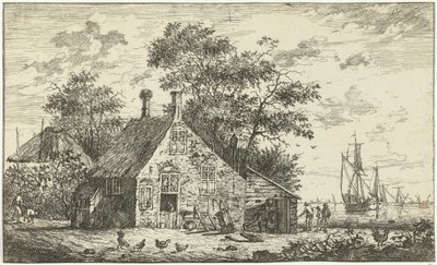 Gård vid en flod av Hendrik Kobell