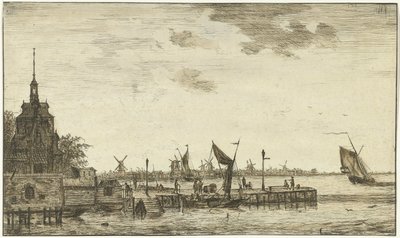Utsikt över hamnen på Oude Hooft i Rotterdam av Hendrik Kobell