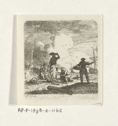 Fiskare på stranden av Hendrik Kobell