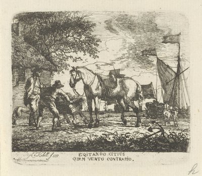 Mata hästen Egitando citius quam vento contrario (titel på objekt) av Hendrik Kobell
