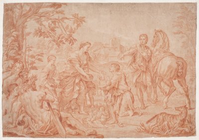 Romulus och Remus (Livy 1, 4). Studie efter Carlo Marattis maleri i Sanssouci, Potsdam (udf. 1692 för Niccolo Maria Pallavicini) av Hendrik Krock