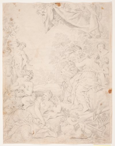 Solvalderen. Studier efter Pietro da Cortonas komposition i Sala della Stove, Palazzo Pitti, Florens av Hendrik Krock