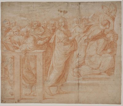 Studie efter Raphael: "Disputa" (vänster bildhalva) av Hendrik Krock