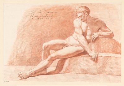 Sittande manlig naken, sedd framifrån (3:e pris 1779) av Hendrik Louw