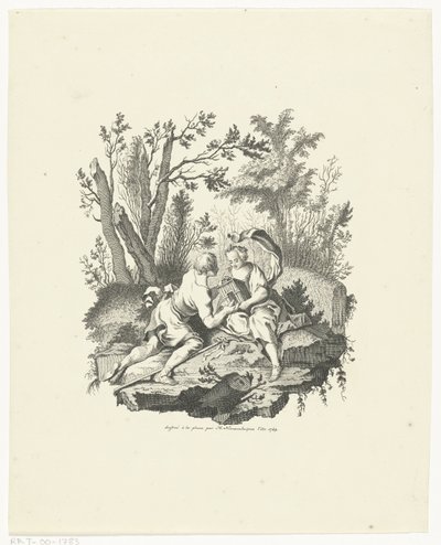 Herde och herdinna med fågel och fågelholk av Hendrik Nieuwenhuysen