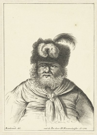 Sittande man med pälsmössa av Hendrik Nieuwenhuysen