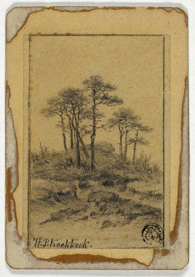 Träd på Rocky Hill av Hendrik Pieter Koekkoek