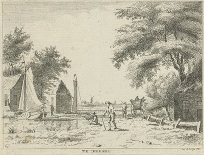 Utsikt över en flod I Berkel (titel på objekt) Landskap i Schieland-regionen (serietitel) av Hendrik Roosing