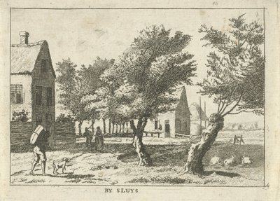Resenär i en by Av Sluys (titel på objekt) Landskap i Schieland-regionen (serietitel) av Hendrik Roosing
