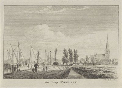 Utsikt över Nieuwerkerk aan den IJssel Byn Nieukerk (titel på objekt) av Hendrik Spilman