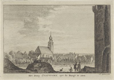 Utsikt över Oostvoorne Het Dorp Oostvoorn, uyt de Burgt (titel på objekt) av Hendrik Spilman