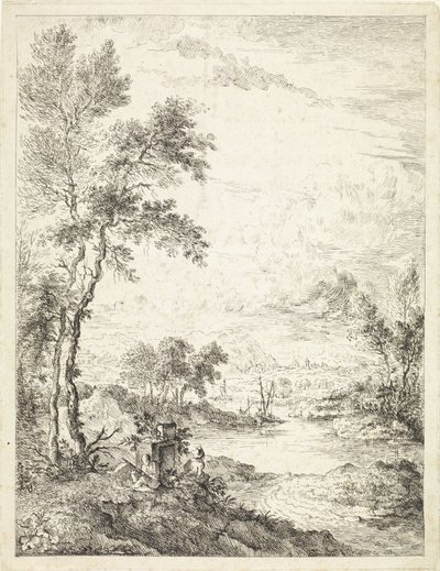 Landskap med en flod av Hendrik Tavenier