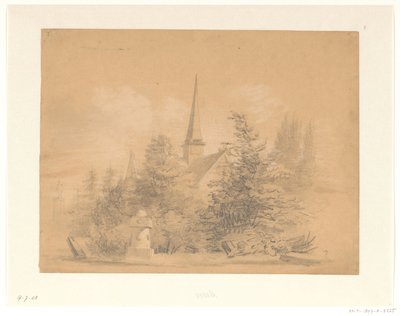 Kyrka mellan träd av Hendrik Valkenburg