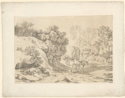 Hövagn på vägen Tentamina Lithographica (serietitel) Italienska landskap (serietitel) av Hendrik Voogd