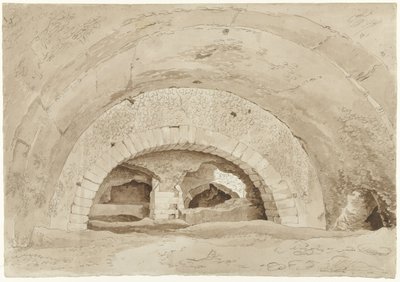 Så kallade Stables of Maecenas i Tivoli Valv av en romersk ruin av Hendrik Voogd