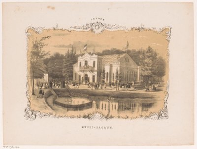 Utsikt över Arnhems konserthus Musis sacrum (titel på objekt) Arnhem (serietitel på objekt) av Hendrik Wilhelmus Last (attributed to)