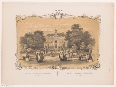 Utsikt över slottet Overbeek Utsikt över slottet Overbeek (i Velp) (titel på objektet) Arnhem (serietitel på objekt) av Hendrik Wilhelmus Last