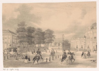 Utsikt från platsen till Vijverberg i Haag av Hendrik Wilhelmus Last