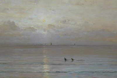 Holländska: Solnedgång med räkfiskare av Hendrik Willem Mesdag