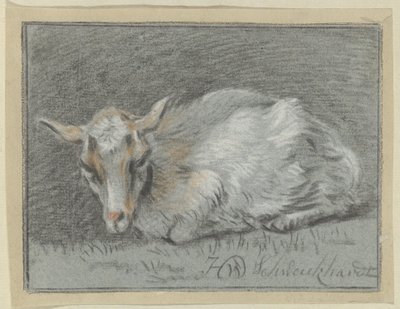 liggande get av Hendrik Willem Schweickhardt (signed by artist)