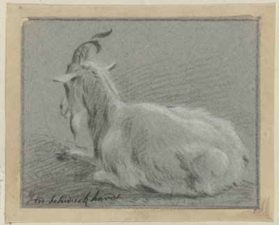 Liggande get av Hendrik Willem Schweickhardt (signed by artist)