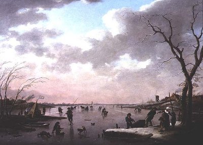 Vinterscen, figurer på isen av Hendrik Willem Schweickhardt