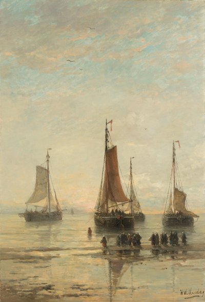 Scheveningen-båtar med bluffbågar för ankar av Hendrik William Mesdag