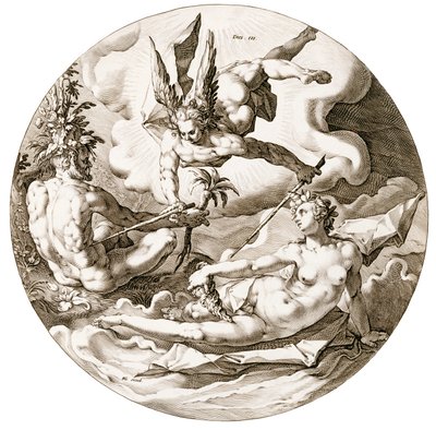 Dag III, The Separation of the Waters, från serien The Six Days of Creation, 1589 av Hendrik after Goltzius