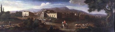 Ett kloster i den romerska Campagna av Hendrik van (studio of) Lint