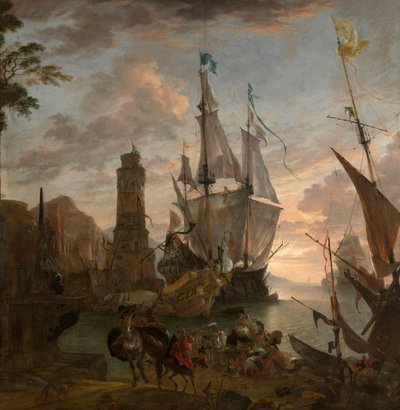 Oriental Seaport (olja på duk) av Hendrik van Minderhout