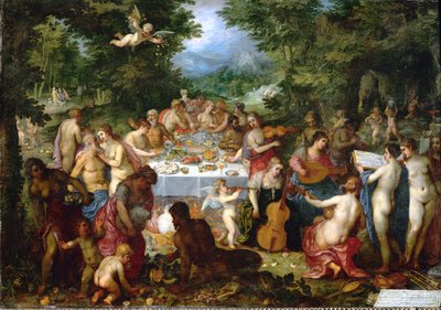 A feast for gods (olja på koppar) av Hendrik van the Elder Balen
