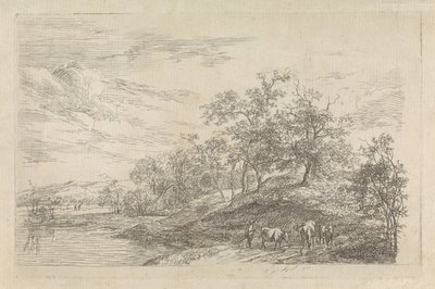 Kuperat landskap med en herde med kor av Hendrikus van de Sande Bakhuyzen