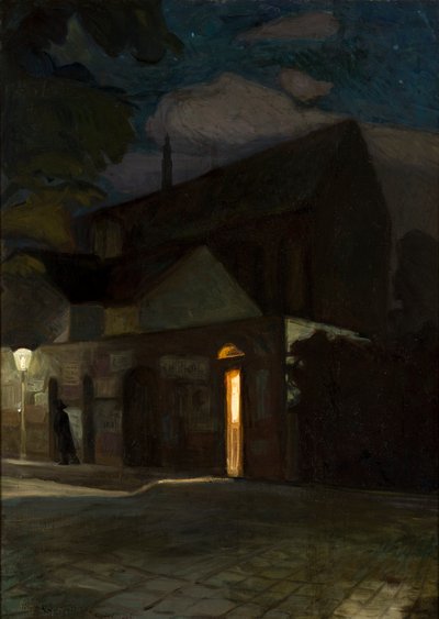 Dominikanska kyrkan i Krakow på natten av Hendryk Szczyglinski