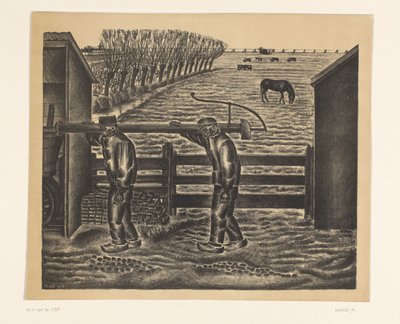 Två bönder i ett landskap av Henk Henriët (signed by artist)