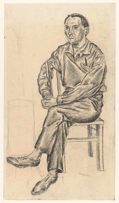 Sittande man på en stol av Henk Henriët (signed by artist)