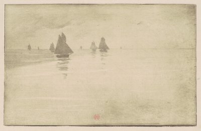 Båtar i en morgondimma av Henri-Charles Guérard