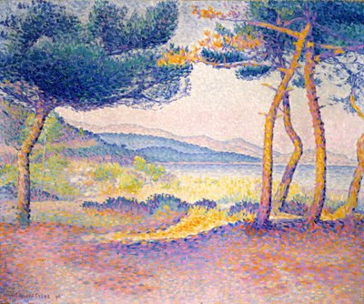 Tallar längs stranden av Henri Edmond Cross