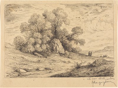 Trädgrupp med klippor av Henri-Joseph Harpignies