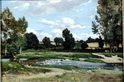 The River (olja på duk) av Henri Joseph Harpignies