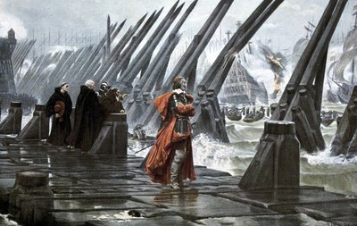 Kardinal Richelieu på havsväggen vid La Rochelle av Henri Paul (after) Motte