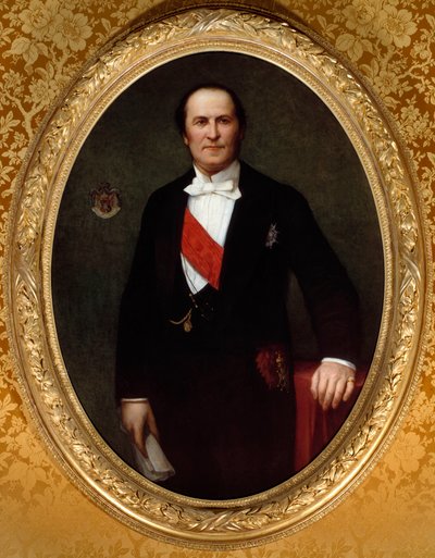 Porträtt av baron Eugene-Georges Haussmann, prefet av Paris (1809-1891)” Han var upphovet till de stora renoveringsarbetena av staden Paris under det andra imperiet. Målning av Henri Lehmann (Karl Ernest (Ernst) Rudolf Heinrich Salem dit) (1814-1882) av Henri Lehmann