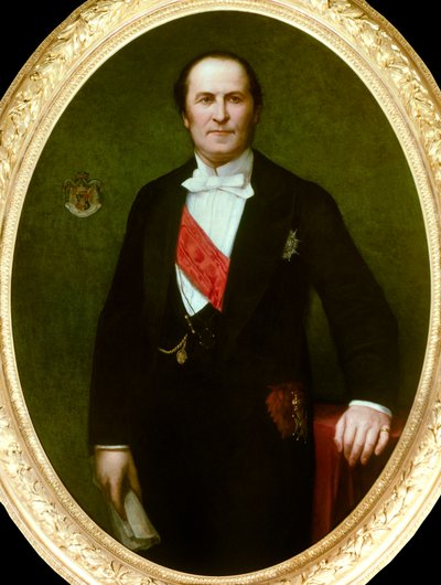 Porträtt av baron Eugene-Georges Haussmann, prefet av Paris (1809-1891)” Han var upphovet till de stora renoveringsarbetena av staden Paris under det andra imperiet. detalj av målningen av Henri Lehmann (Karl Ernest (Ernst) Rudolf Heinrich Salem dit av Henri Lehmann