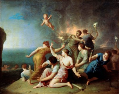 "Nymfer som bränner Telemachos skepp", 1746 av Henri Antoine de Favannes