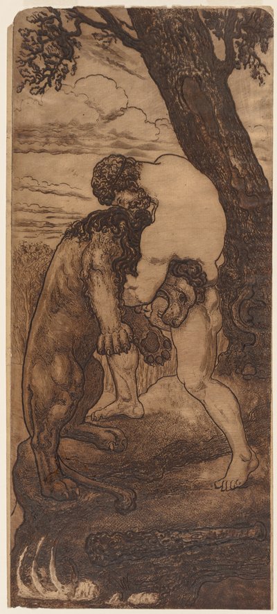 Herkules och det Nemeiska lejonet, ca. 1898. av Henri Arthur Lefort des Ylouses