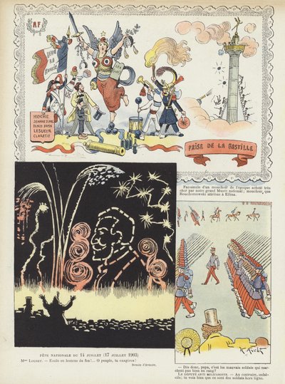 Frankrikes nationaldag. Illustration för Le Rire av Henri Avelot