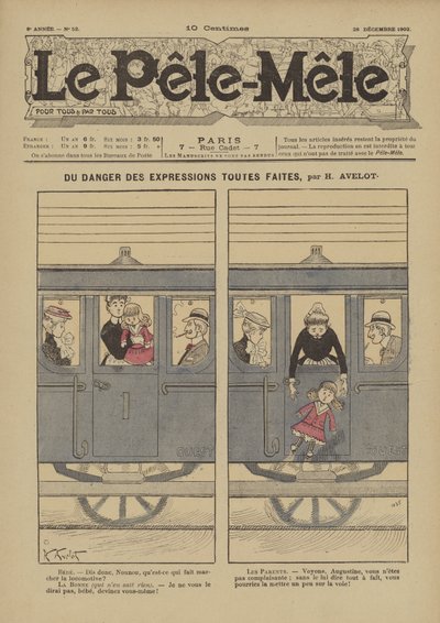 Om faran med färdiga uttryck. Illustration för Le Pele-Mele, 1902 av Henri Avelot