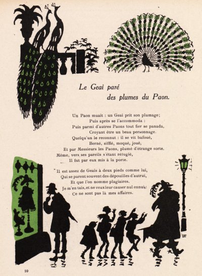 Jay utsmyckad med påfågelfjädrar av Henri Avelot